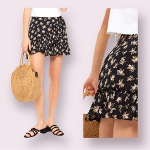 Topshop Black Floral Wrap Skirt - Size US 4